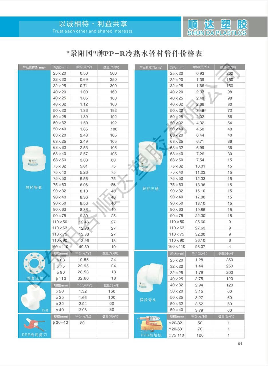 PPR管材管件價格表3